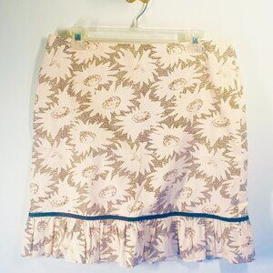 Folio Saks Fifth Avenue Floral Print Ruffle Hem Skirt Pale Pink & Black Size 10